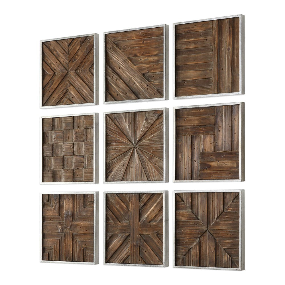 BRYNDLE SQUARES WOOD WALL DECOR, S/9