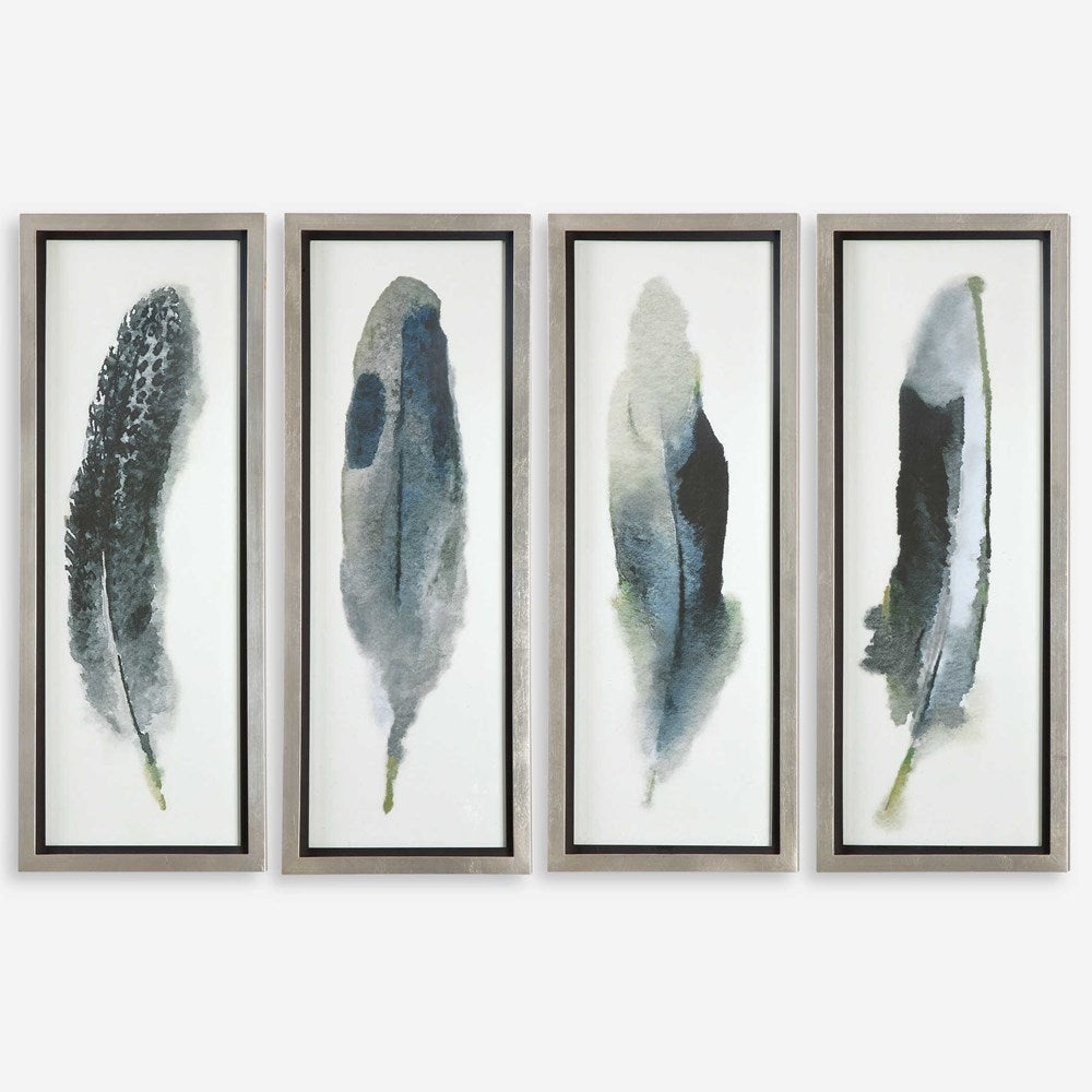 FEATHERED BEAUTY FRAMED PRINTS, S/4