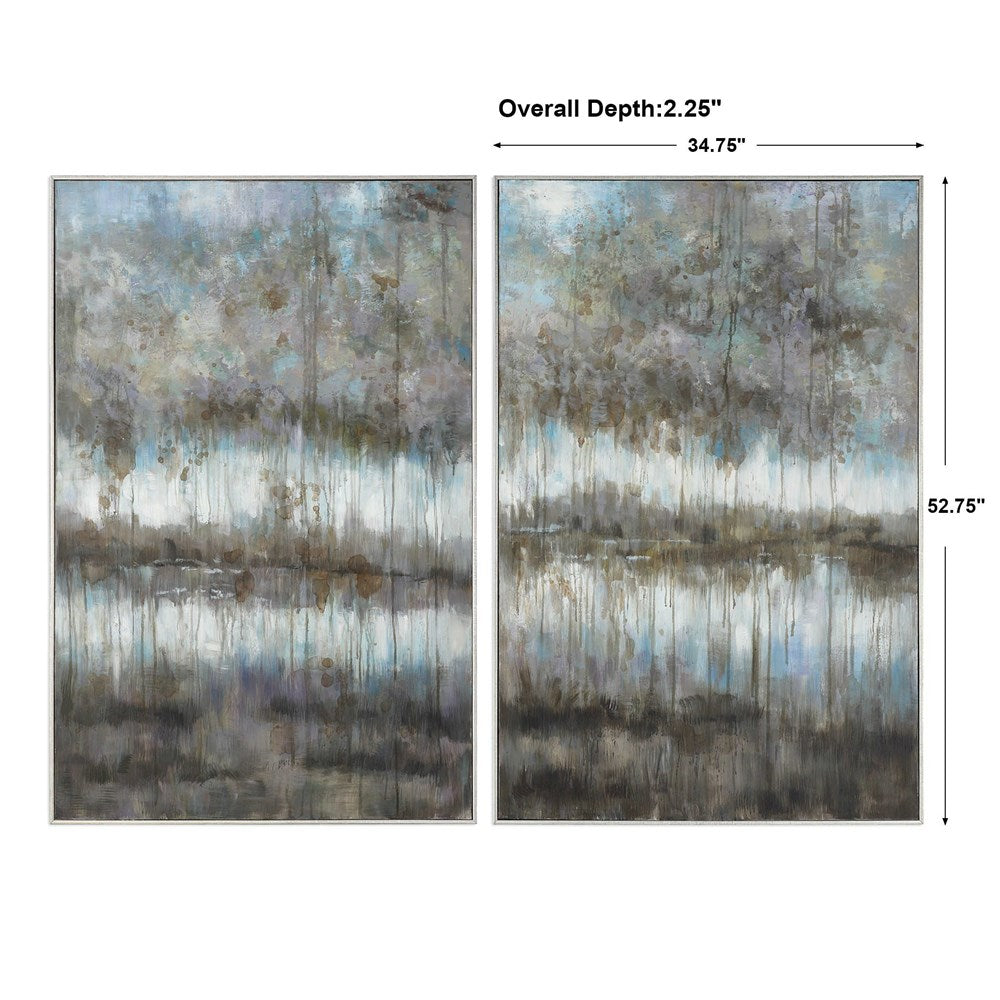 GRAY REFLECTIONS HAND PAINTED CANVASES, S/2