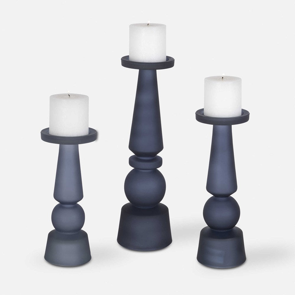 CASSIOPEIA CANDLEHOLDERS, MIDNIGHT BLUE, S/3