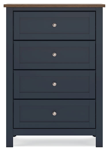 Landocken Full Panel Headboard with Mirrored Dresser, Chest and Nightstand