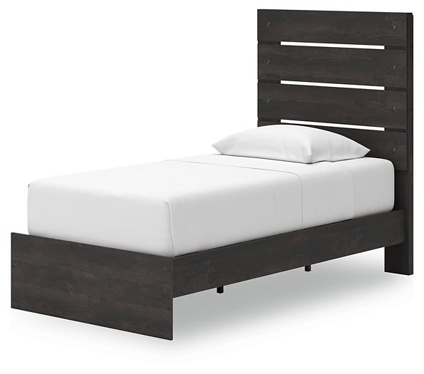 Hollivern Twin Panel Storage Bed with Mirrored Dresser and Nightstand