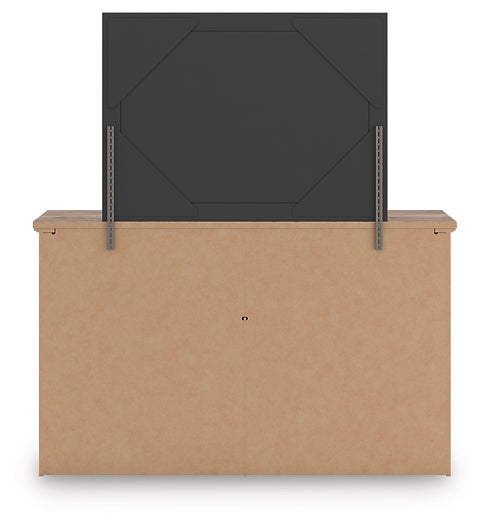 Rusticott King Panel Bed with Mirrored Dresser