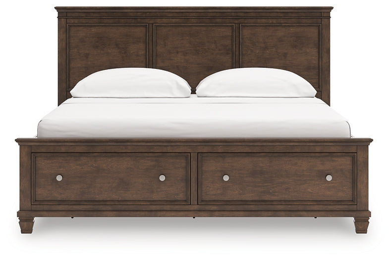 Danabrin California King Panel Storage Bed, Dresser, Mirror and Nightstand