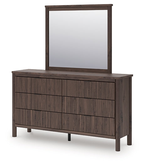 Pamytta Twin Panel Platform Bed, Dresser and Mirror