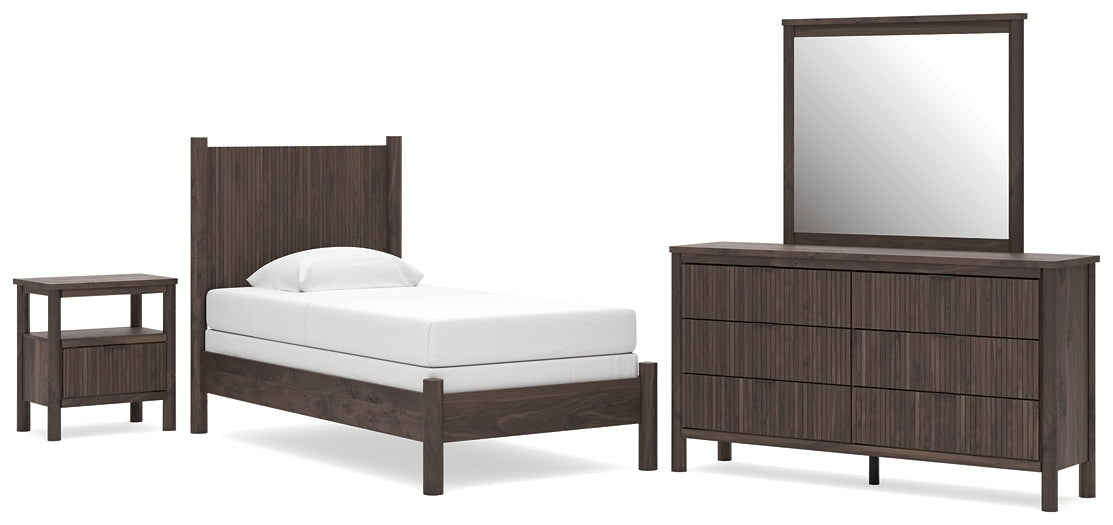 Pamytta Twin Panel Bed, Dresser, Mirror and Nightstand