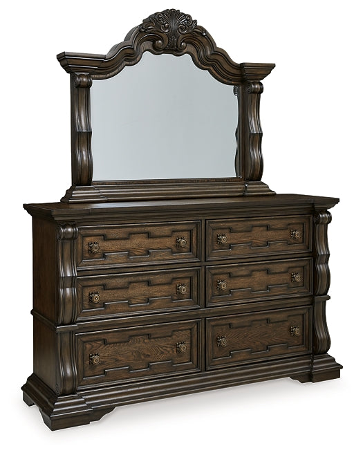Maylee Queen Canopy Bed, Dresser and Mirror