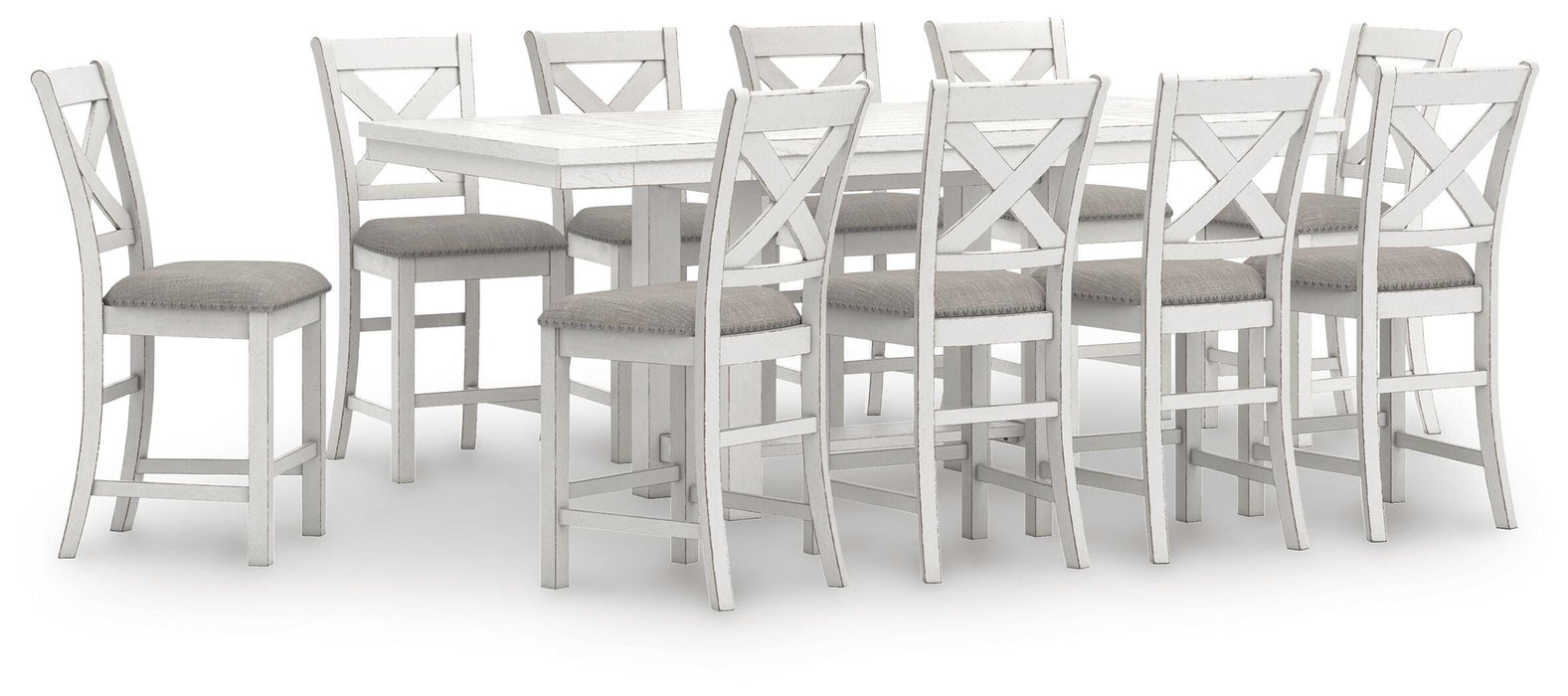 Robbinsdale Counter Height Dining Table and 10 Barstools