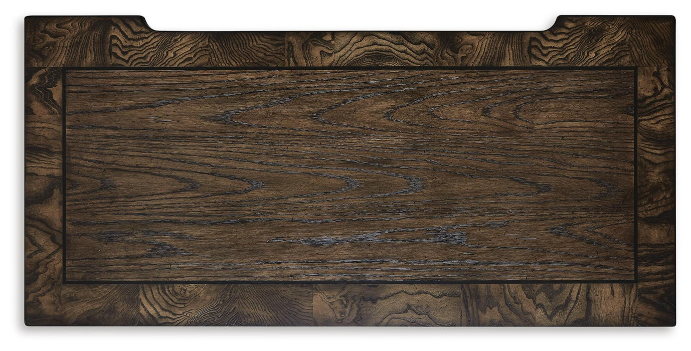 Maylee California King Upholstered Bed, Dresser, Mirror, Chest and Nightstand