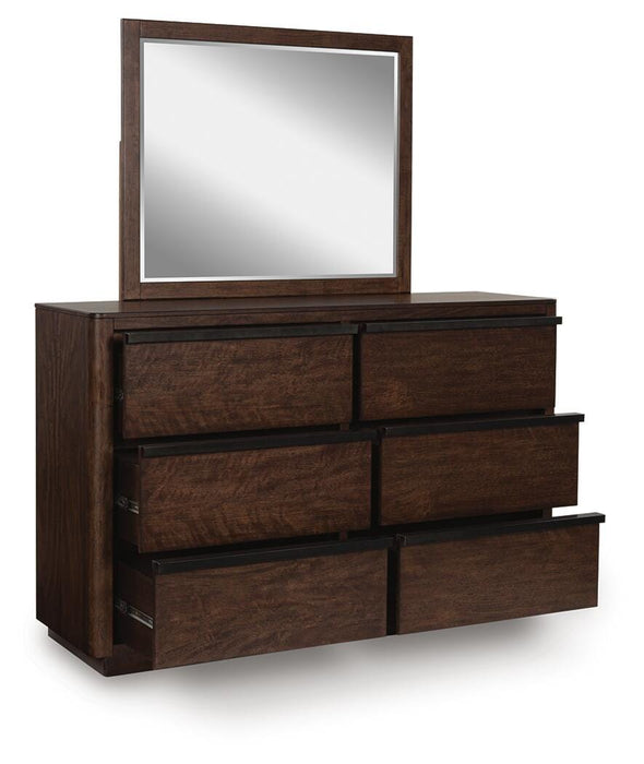 Dilenno California King Canopy Bed with Mirrored Dresser and Nightstand