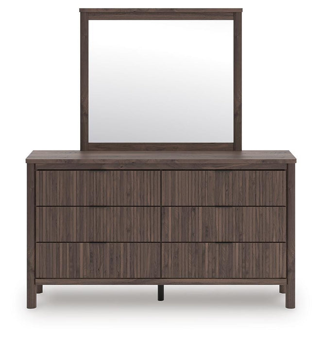 Pamytta Full Upholstered Panel Platform Bed, Dresser, Mirror, Chest and Nightstand