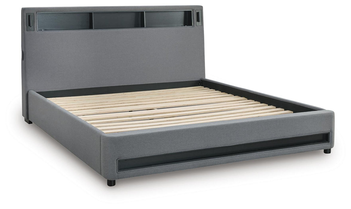 Verishaw California King Upholstered Bed with Wireless Audio