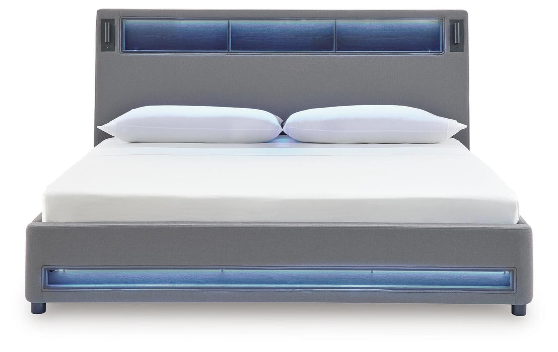 Verishaw King Upholstered Bed with Wireless Audio