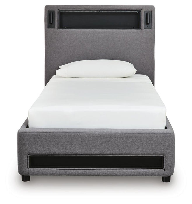 Ashley Express - Verishaw Twin Upholstered Bed with Wireless Audio