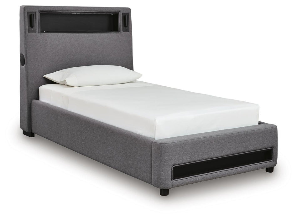 Ashley Express - Verishaw Twin Upholstered Bed with Wireless Audio