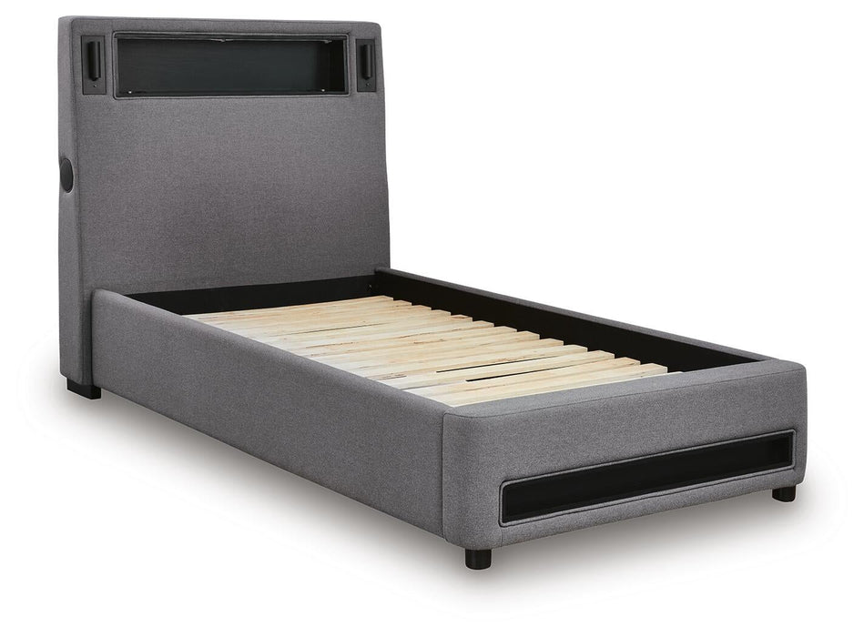 Ashley Express - Verishaw Twin Upholstered Bed with Wireless Audio