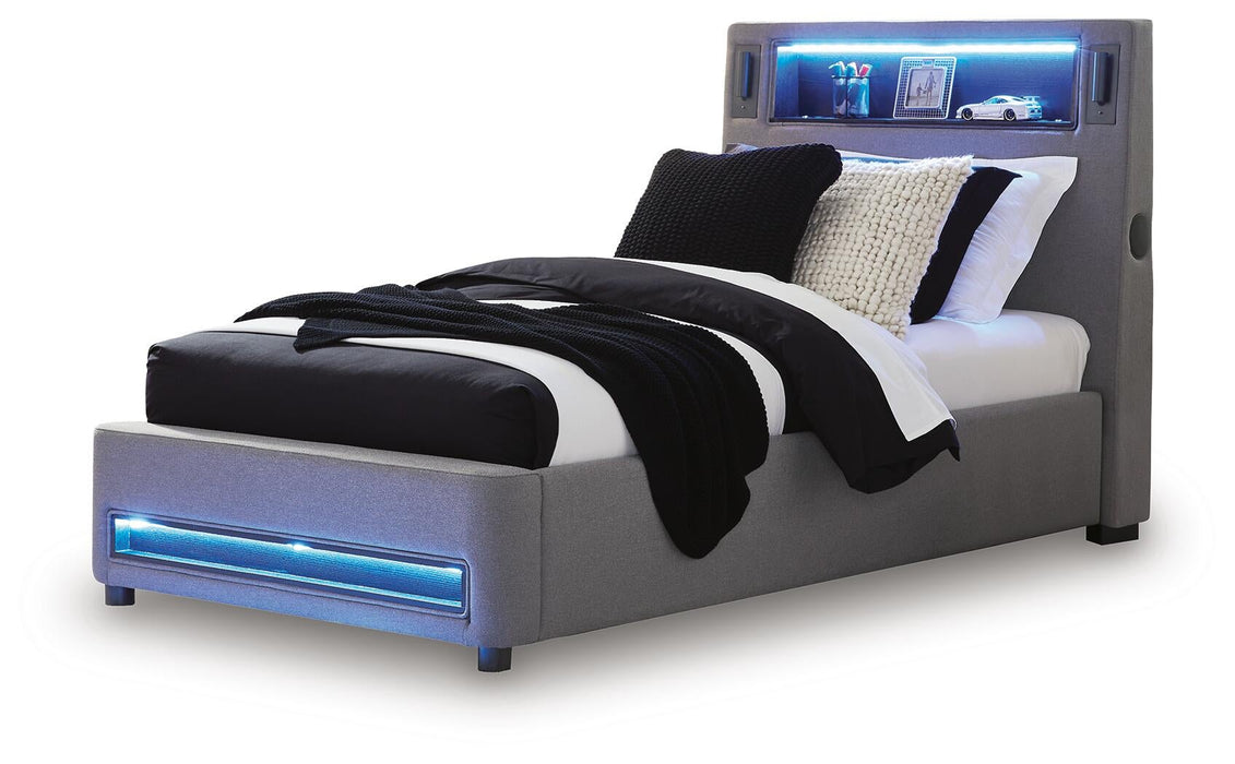 Ashley Express - Verishaw Twin Upholstered Bed with Wireless Audio