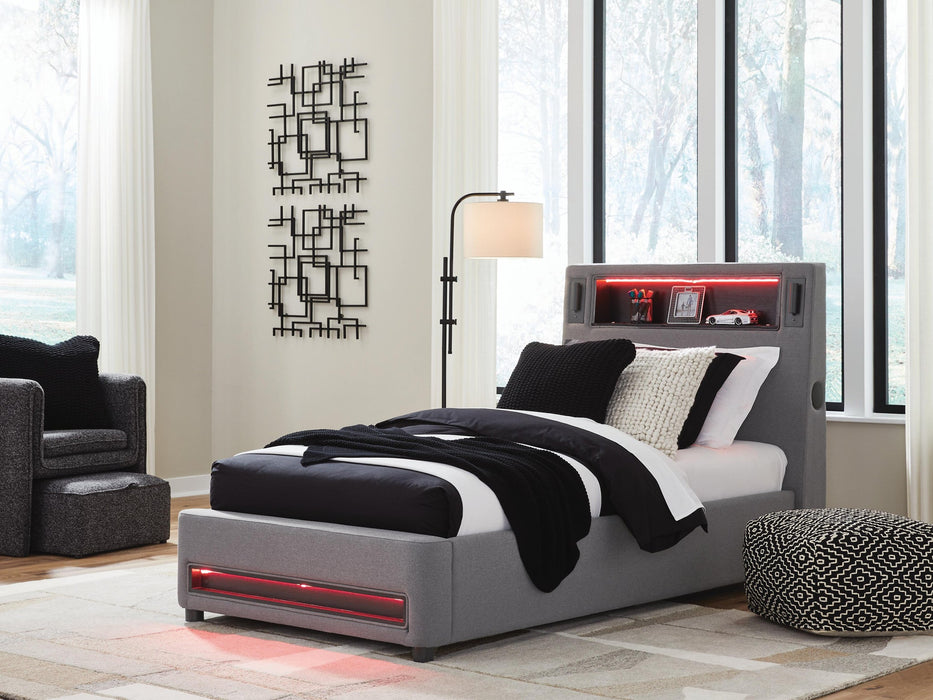 Ashley Express - Verishaw Twin Upholstered Bed with Wireless Audio