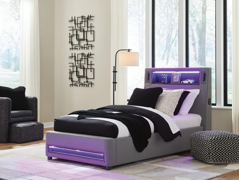 Ashley Express - Verishaw Twin Upholstered Bed with Wireless Audio