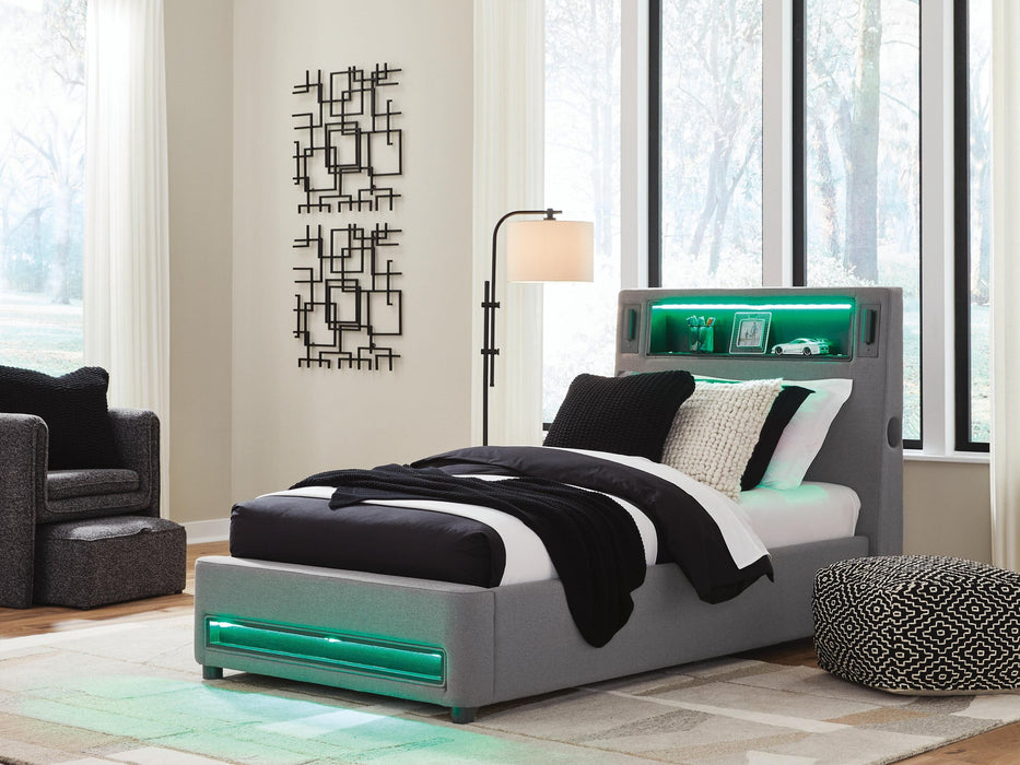 Ashley Express - Verishaw Twin Upholstered Bed with Wireless Audio