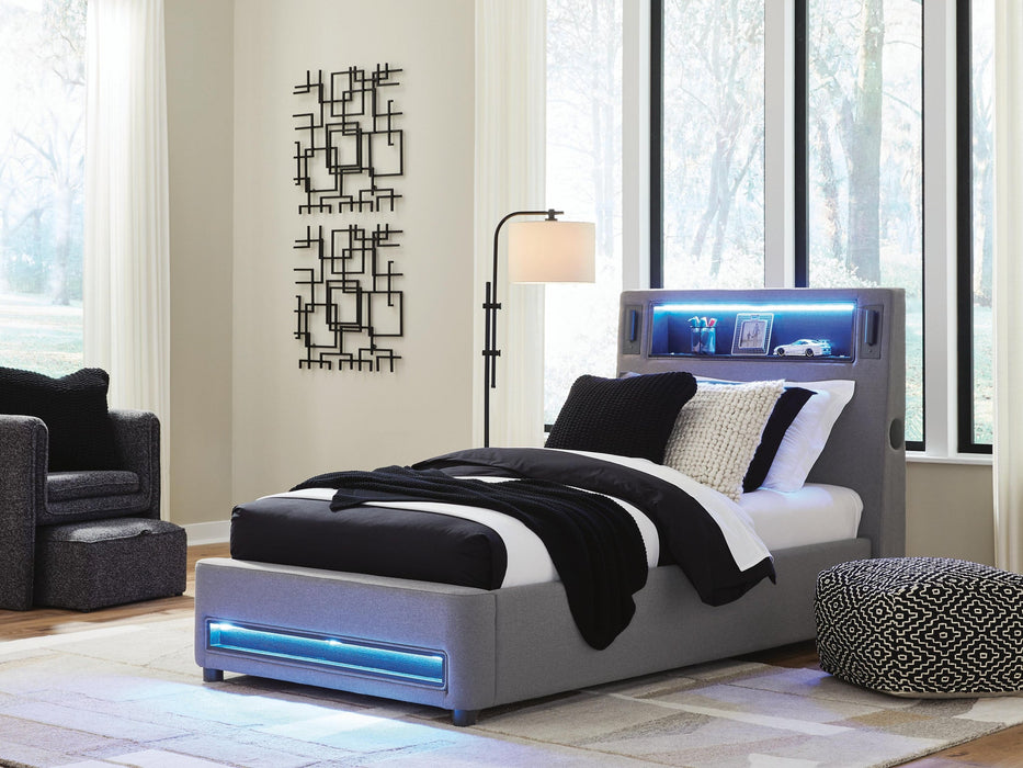 Ashley Express - Verishaw Twin Upholstered Bed with Wireless Audio