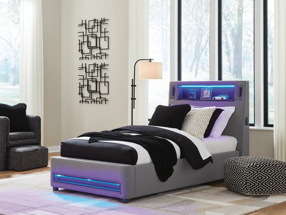 Ashley Express - Verishaw Twin Upholstered Bed with Wireless Audio