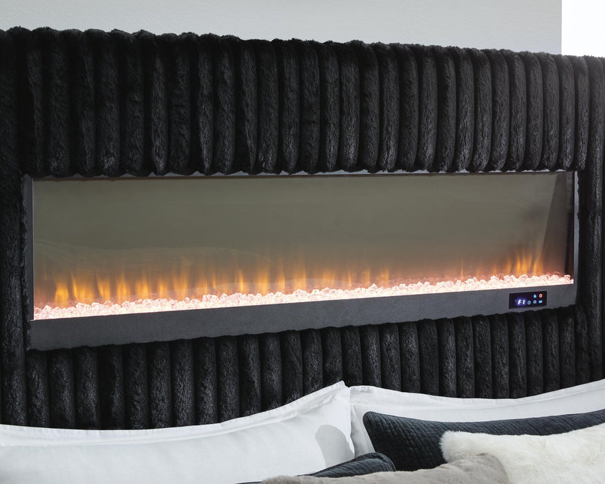 Tayleena King Upholstered Bed with Fireplace and Wireless Audio
