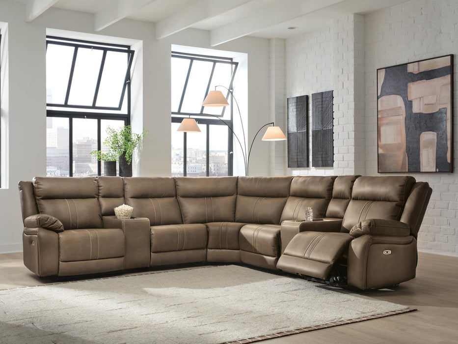 Max-Momentum 7-Piece Power Reclining Sectional with Audio Consoles