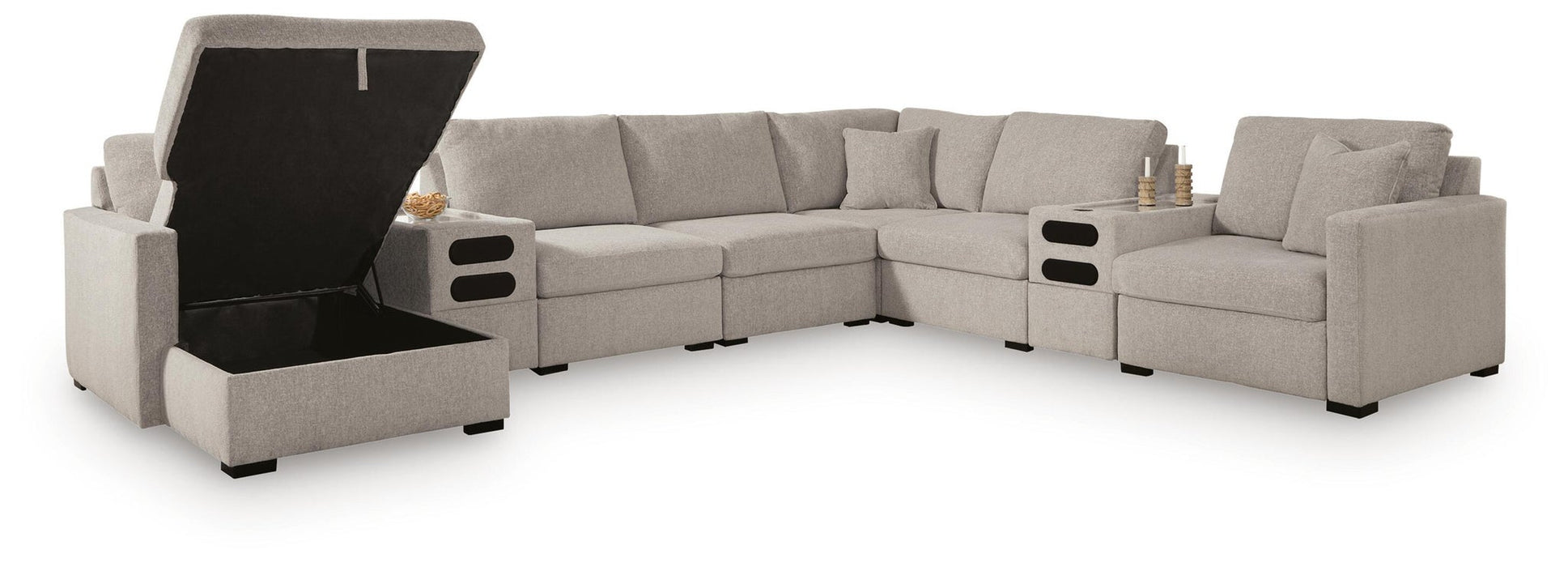 ModMax Luxe 8-Piece Sectional with Storage Chaise and Audio Consoles