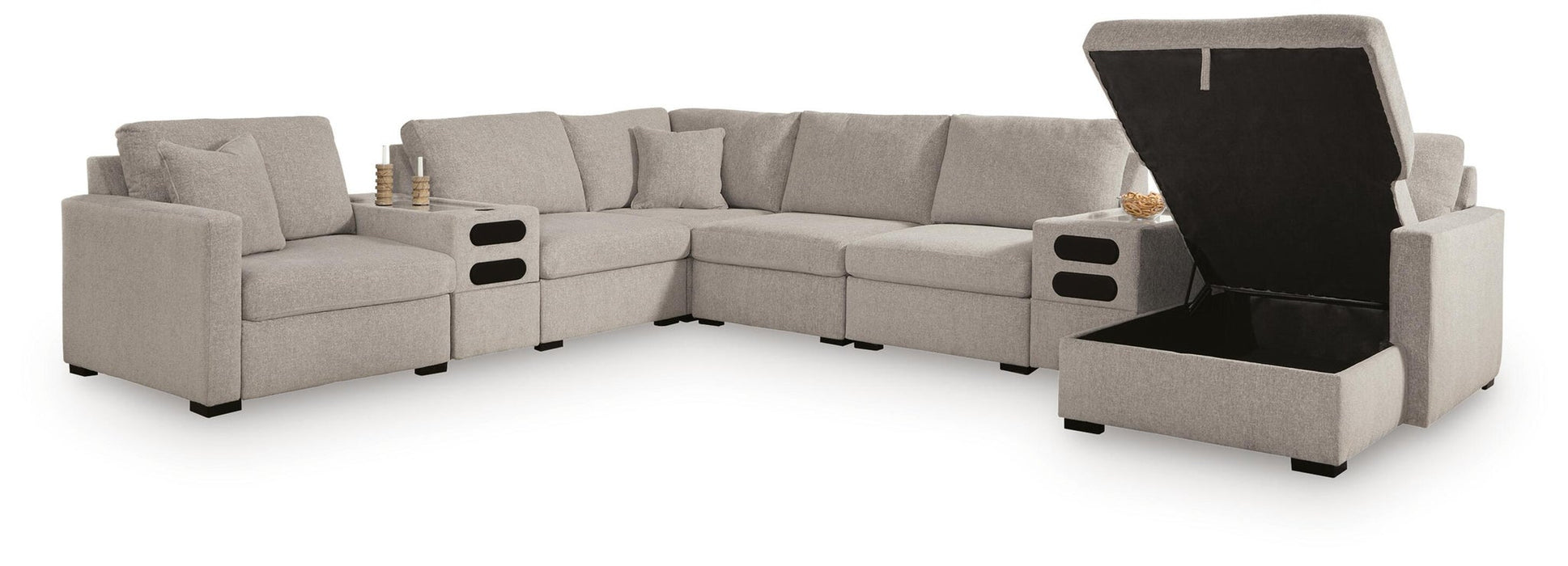 ModMax Luxe 8-Piece Sectional with Storage Chaise and Audio Consoles