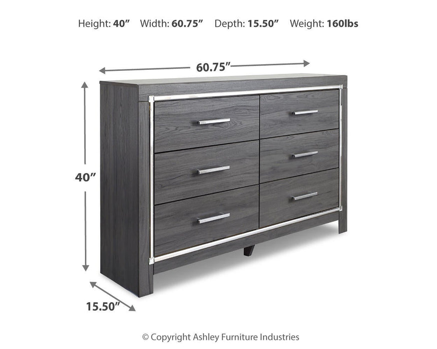 Lodanna Full Panel Bed with 2 Storage Drawers with Mirrored Dresser