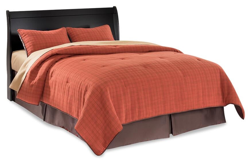 Huey Vineyard Queen Sleigh Headboard Bed with Mirrored Dresser