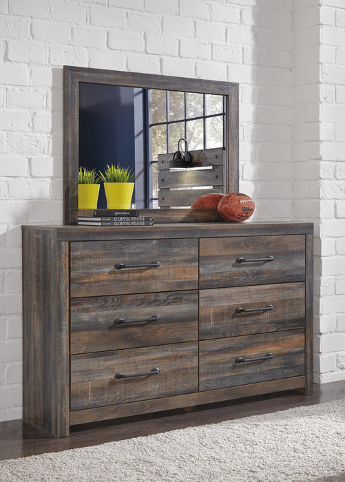 Drystan Queen Bookcase Headboard, Dresser, Mirror, Chest and Nightstand