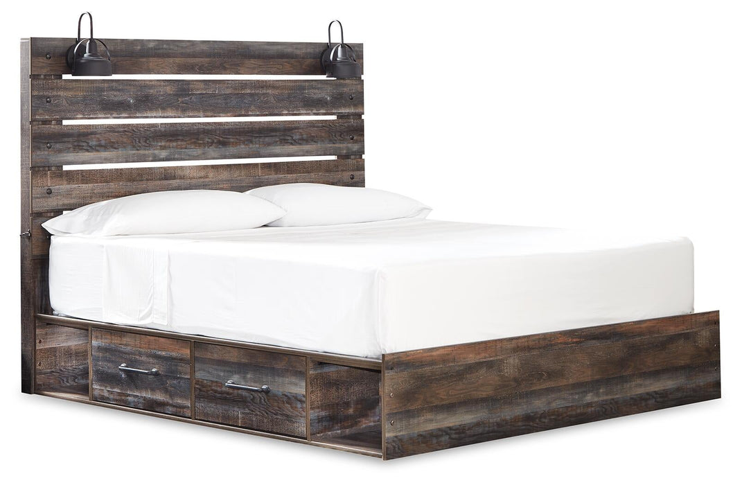 Drystan King Panel Bed with 2 Storage Drawers, Dresser, Mirror, Chest and Nightstand