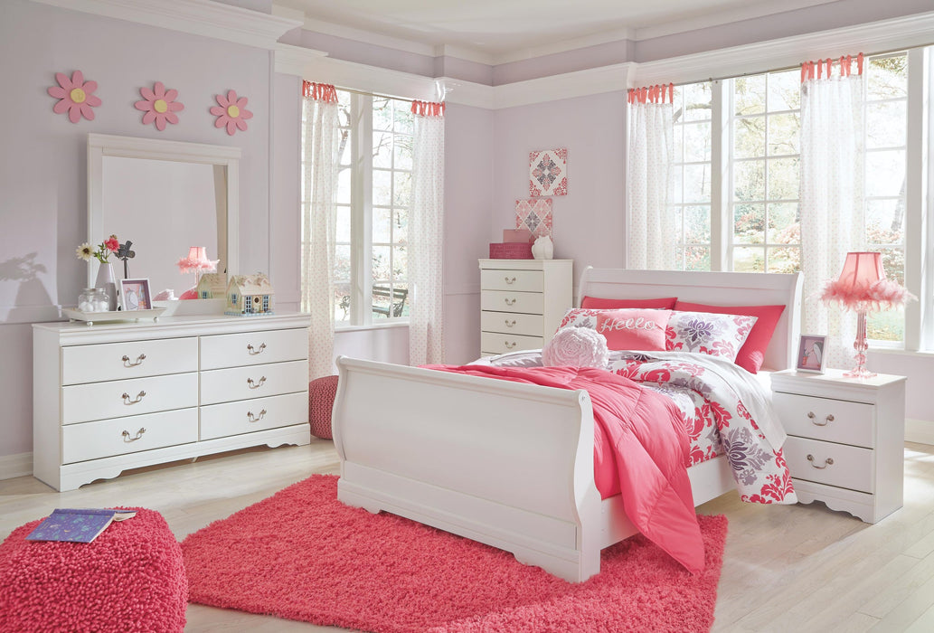 Anarasia Full Sleigh Headboard, Dresser, Mirror, Chest and Nightstand