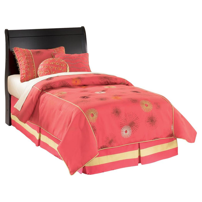 Huey Vineyard Twin Sleigh Headboard Bed with Mirrored Dresser