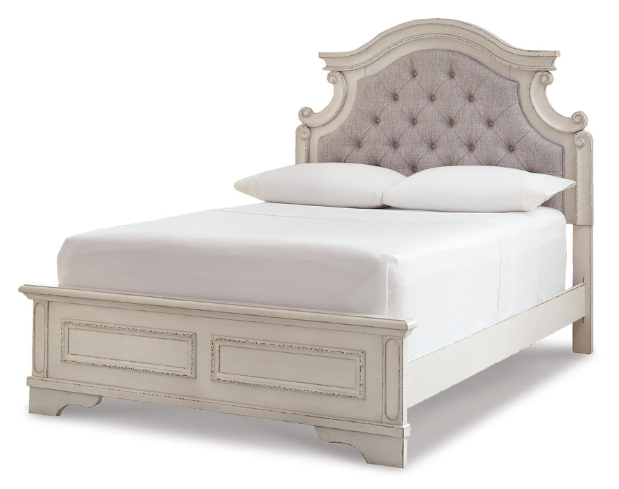 Realyn Full Panel Bed with Mirrored Dresser, Chest and Nightstand