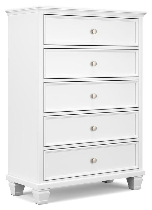 Fortman California King Panel Bed with Mirrored Dresser, Chest and Nightstand