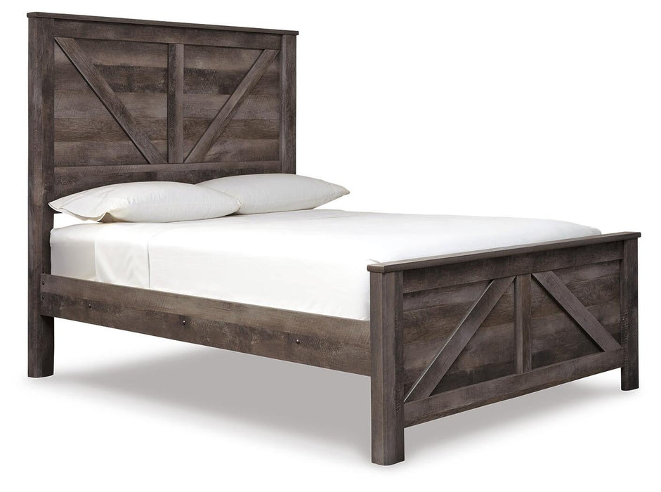 Wynnlow Queen Crossbuck Panel Bed with Mirrored Dresser, Chest and Nightstand