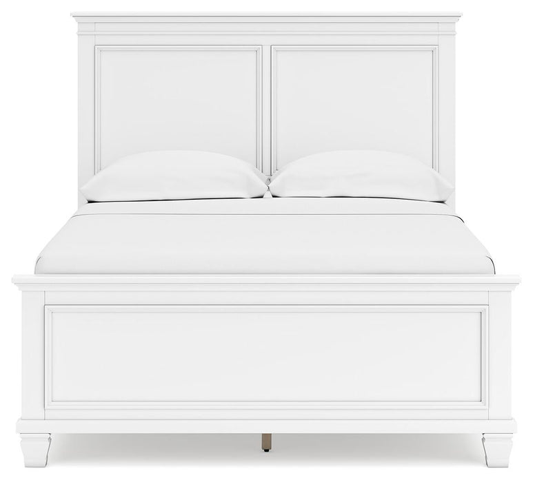 Fortman Full Panel Bed with Mirrored Dresser, Chest and Nightstand