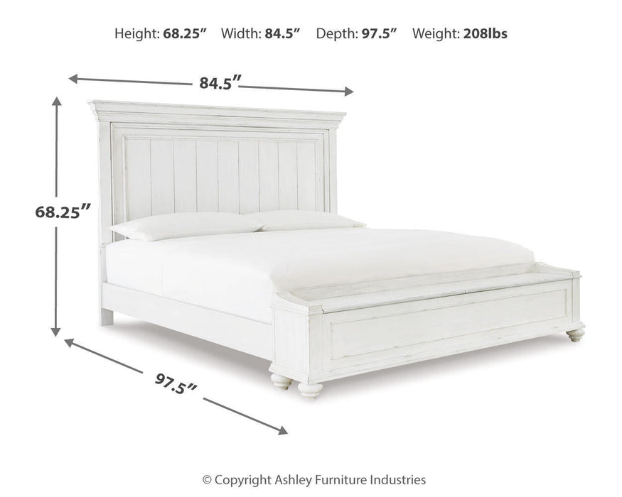 Kanwyn King Panel Bed with Mirrored Dresser