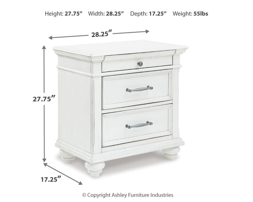 Kanwyn King Panel Bed with Storage with Mirrored Dresser, Chest and Nightstand