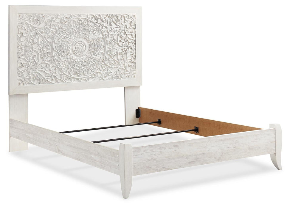 Paxberry Queen Panel Bed with Mirrored Dresser, Chest and Nightstand