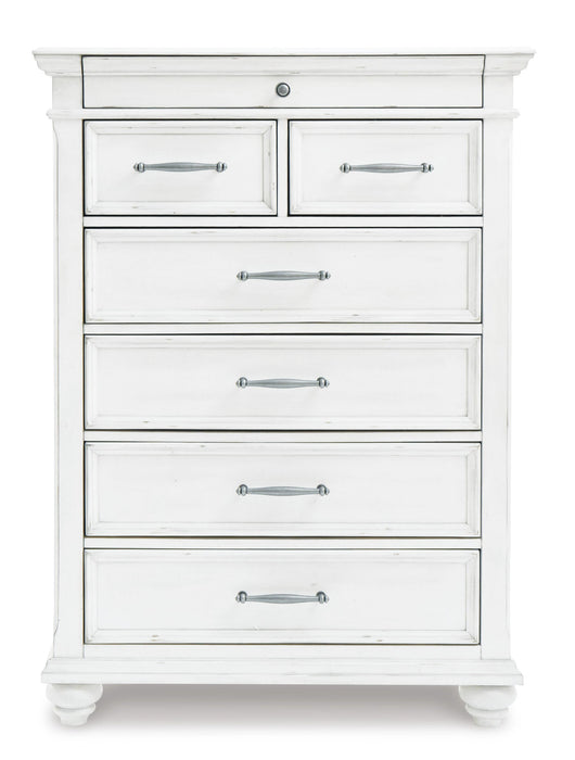 Kanwyn Queen Panel Bed with Storage with Mirrored Dresser, Chest and Nightstand