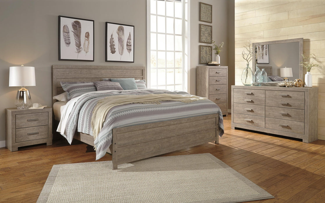 Culverbach King Panel Bed with Mirrored Dresser, Chest and Nightstand