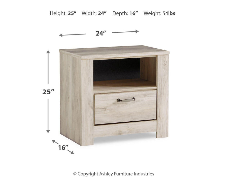 Bellaby Queen Platform Bed with 2 Storage Drawers with Mirrored Dresser and Nightstand