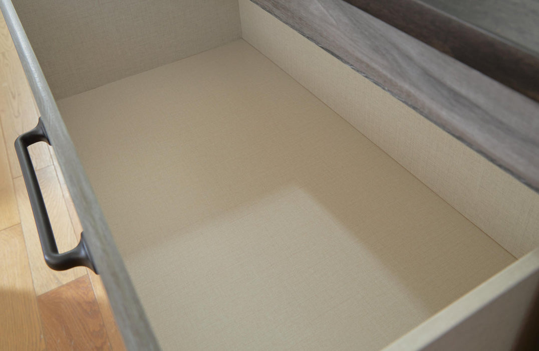 Bronyan King Panel Bed with Mirrored Dresser