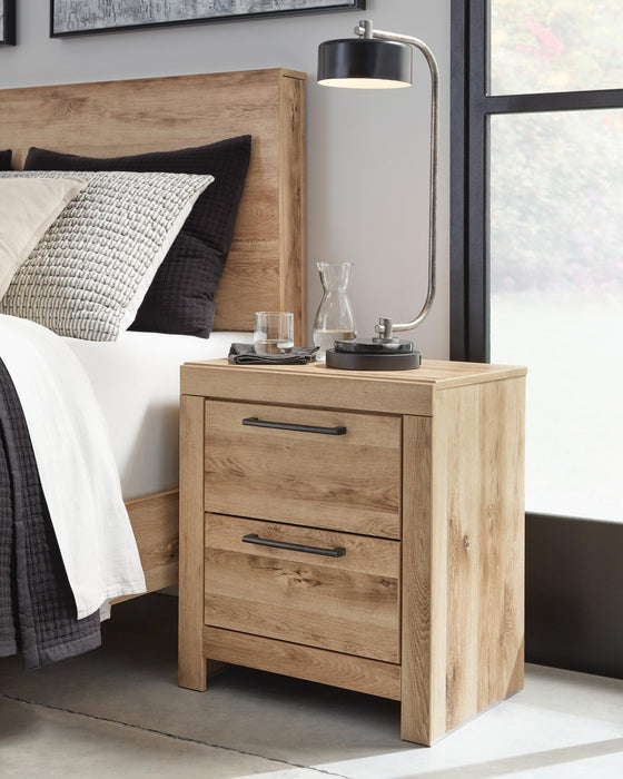 Hyanna King Panel Bed, Dresser, Mirror, Chest and Nightstand