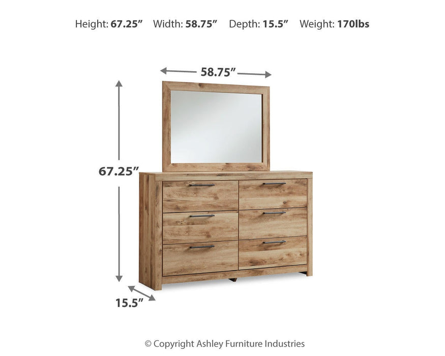 Hyanna Queen Panel Bed with 2 Side Storage, Dresser and Mirror