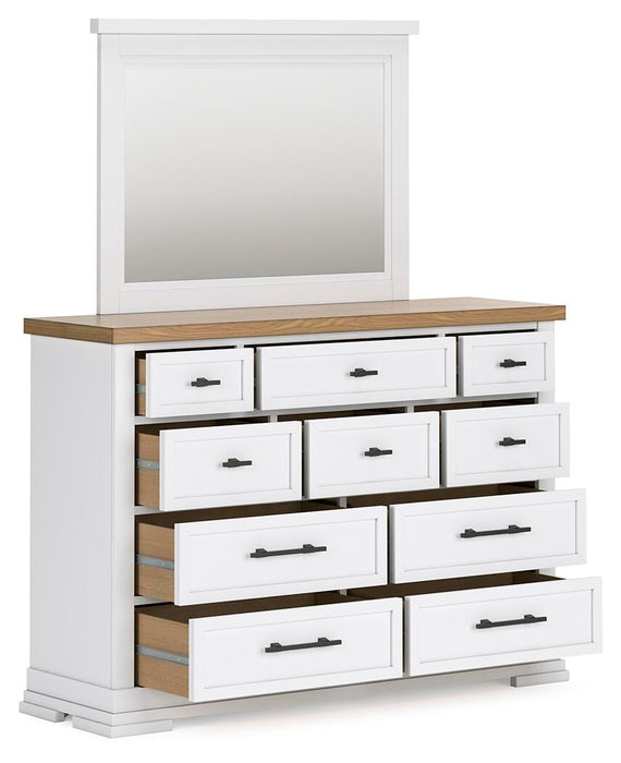 Ashbryn Queen Panel Storage Bed, Dresser, Mirror and Nightstand